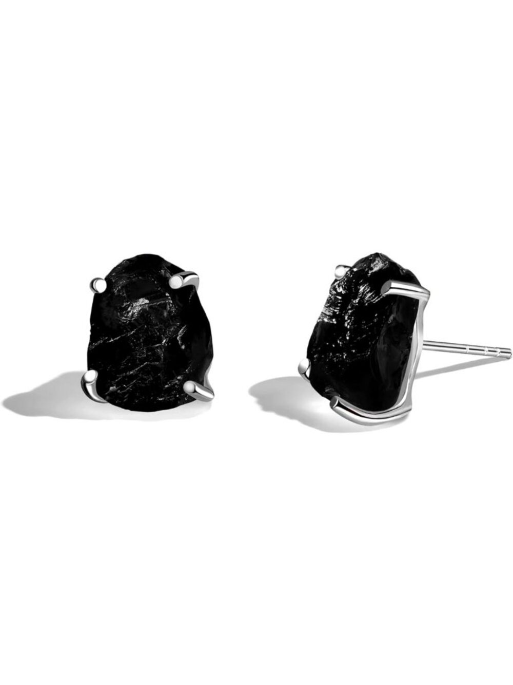 Elegant Moonstone & Black Obsidian Onyx Stud Earrings for Women - Unique